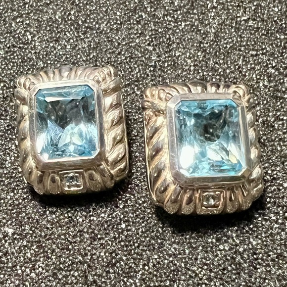 Earrings with Blue Topaz by Judith Ripka - Picture 3 of 8